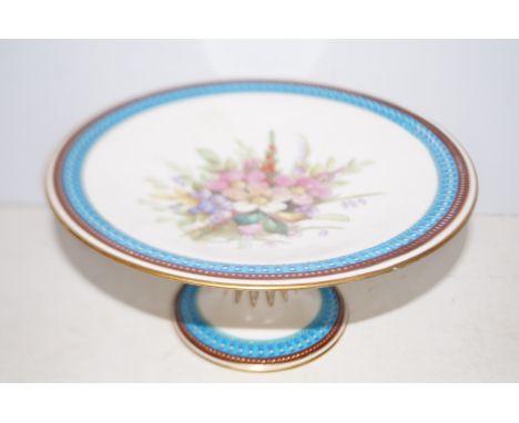 Royal Worcester pedestal comport with puce back stamp Diameter 24 cm