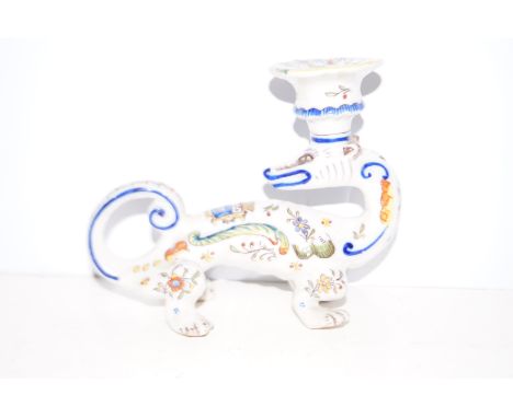 Early tin glazed candle stick Height 15 cm