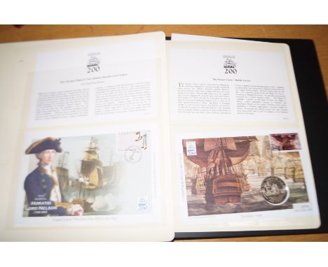 Album of Trafalgar Commemorative First Day Covers with coins