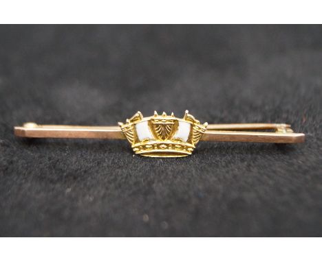 9ct Gold enamel old merchant or Royal navy tie pin/sweetheart brooch