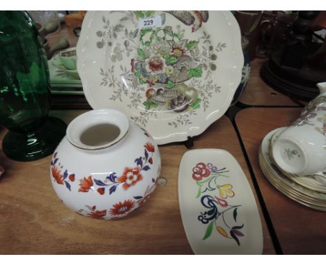 A Royal Doulton Hampshire cabinet plate, Spode vase and Poole Pottery dish
