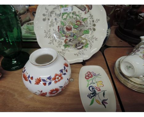 A Royal Doulton Hampshire cabinet plate, Spode vase and Poole Pottery dish