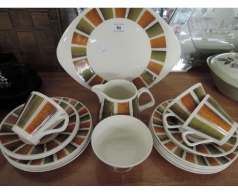 A very retro style 60's 70's part tea service by Lord Nelson Pottery 15 pieces approx