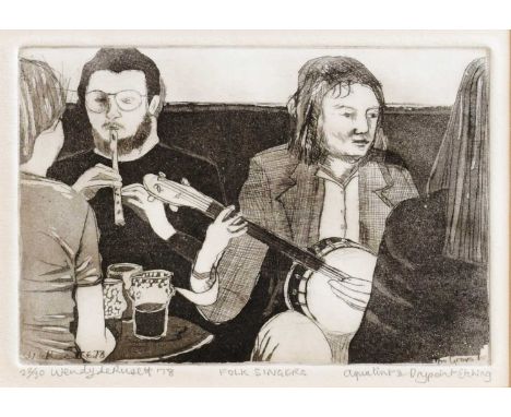 Wendy De Rusett (1945-2012)"Folk Singers"Signed and dated (19)78, numbered 22/30, aquatint and drypoint etching; together wit