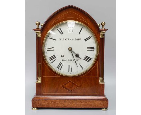 A Mahogany Lancet Form Striking Mantel Clock, W Batty and Sons, Manchester