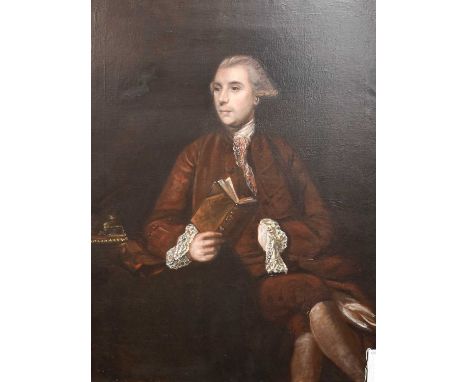 After Sir Joshua Reynolds PRA (1723-1792)Portrait of Anthony Chamier, full length, seated at a desk with book in handOil on c