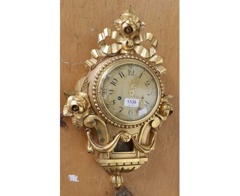 A Giltwood Cartel Striking Wall Clock, 20th century, signed Junghans, double spring driven movement, striking on a bell, 53cm