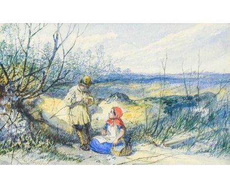 Frederick Holding (1817-1874) The Repast  Signed, watercolour, together with a further 19th century watercolour depicting a b