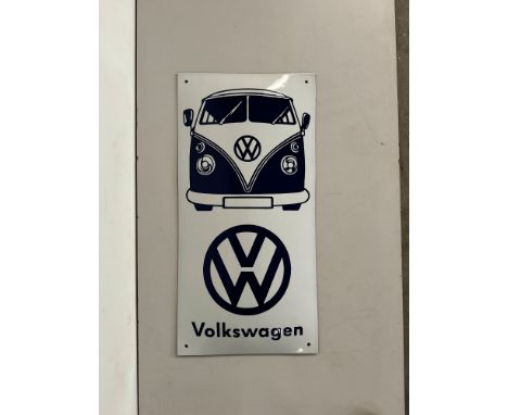 Volkswagen T1 enamel sign. Reproduction. Dimensions (H x W x D): 60 x 30 x 1 cm. Condition: Excellent. Location: The Netherla