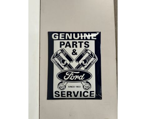 Ford Genuine Parts &amp; Service enamel sign. Reproduction. Dimensions (H x W x D): 40 x 50 x 1 cm. Condition: Excellent. Loc