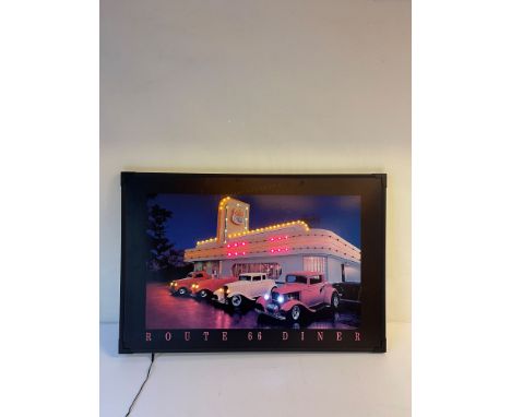 Light-Up Poster "Route 66 Diner". Dimensions (H x W x D): 61 x 90 x 3 cm. Condition: Very Good. Location: The Netherlands, Ti