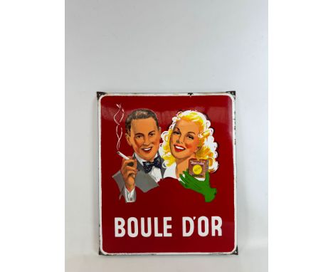 Boule d'Or Enamel Sign ca. 1950s. Overall very good condition, some enamel loss on edges. O. WARLAND. ADM. DÉL. ÉTS. O. WARLA