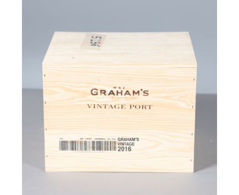 A set of 12 bottles of Graham's Vintage Port 2016, 375ml and in an unopened wooden case. Case 32cms by 28cms *Part of a large