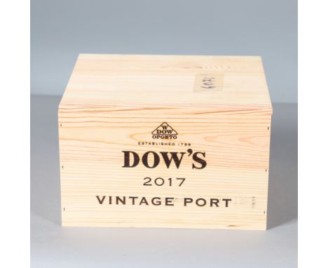 6 bottles of Dow's Vintage Port 2017, 750ml and in an unopened wooden case. Case 33cms by 29cms *Part of a large private coll