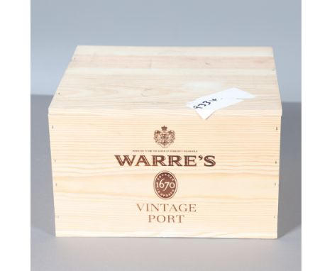 A set of six bottles of Warre's Vintage Port 2011, 750ml and in an unopened wooden case. Case 33cms by 29cms *Part of a large