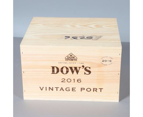 A set of six bottles of Dow's Vintage Port 2016, 750ml bottles and in an unopened wooden case. *Part of a large private colle