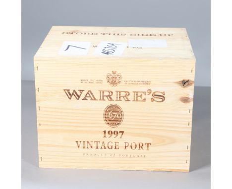 A set of 12 bottles of Warre's Vintage Port 1997, and in an unopened wooden case. Case 40cms by 32cms *Part of a large privat