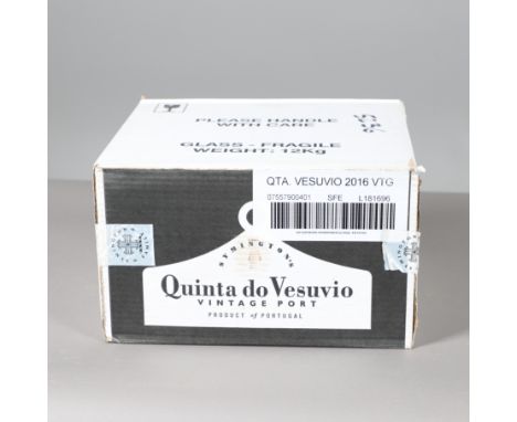 6 bottles of Quinta do Vesuvio Vintage Port 2016, 750ml and in an unopened cardboard box. Box 35cms by 32cms *Part of a large