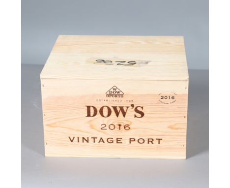 6 bottles of Dow's Vintage Port 2016, 750ml and in an unopened wooden case. Case 33cms by 29cms *Part of a large private coll