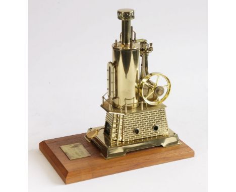 A brass scale model of the tinworks steam engine, 'The Princess of York',20th century, with a plaque 'To Commemorate the Firs