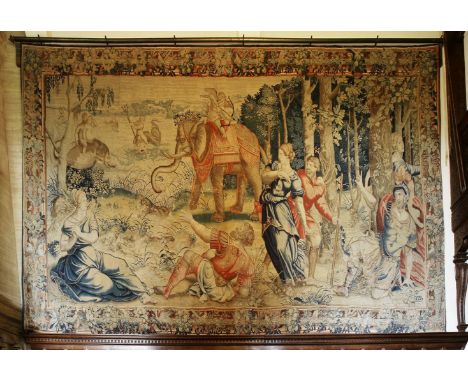 Lots 312 and 313Two important Brussels tapestries from the 'History of Venus' series, in well preserved colours, within broad