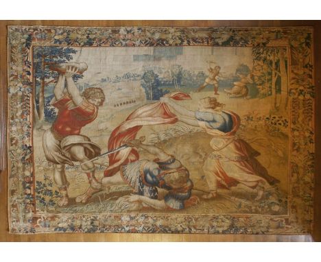 A Brussels mythological tapestry,The Story of Venus: Venus saves Aeneas from the wrath of Diomedes, probably mid-16th century
