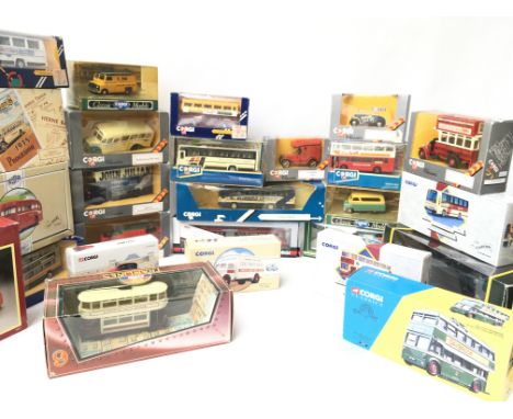 A Box containing a Large Collection of Corgi Classics Mostly Buses.