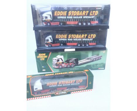 4 x Boxed Corgi Eddie Stobart Lorry's including Scania Low Loader #CC12203.