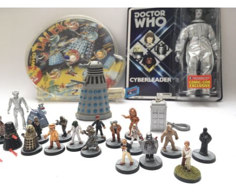 A Carded Doctor Who Bif Bang Pow Cyberleader. A Vintage Pin Game A/F and a Collection of Mini figures.