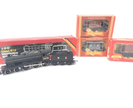 A Boxed Hornby 00 Gauge Class B12 Locomotive # R.053 and 3 boxed Rolling Stock.