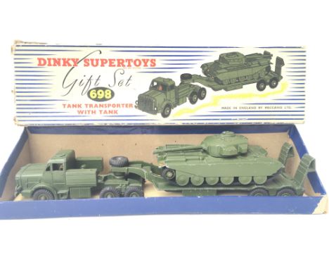 A Boxed Dinky Supertoys Tank With Transporter With Tank Gift Set. #698.
