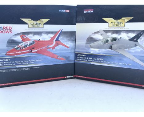 2 X Corgi BAE Hawks including Red Arrows #AA36008 and AA36006. Both boxed. Scale 1:72