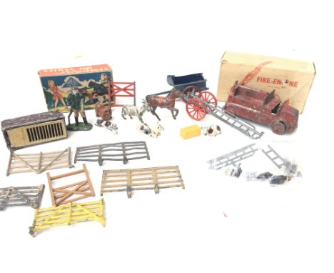 A Collection of Lead Farm Animals, and a Boxed Charben Series Fire Engine.
