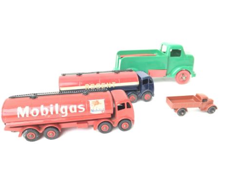 3 x Dinky Trucks including 2 X Foden â€˜Regentâ€™ and â€˜Mobilgasâ€™ one other and a Plastic Penguin
