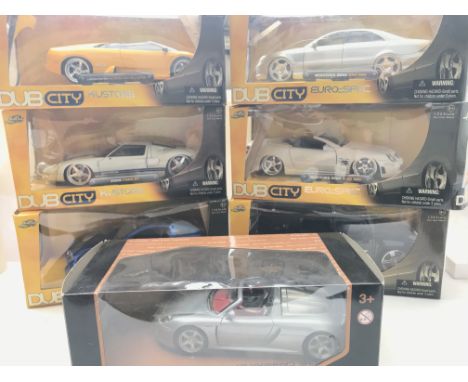 6 X Jada Toys and a Motor Max Vehicles. Scale 1:24 boxed(some warn)