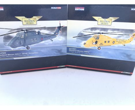 2 X Boxed Corgi Westland Wessex Helicopters Scale 1:72.#AA37602and AA37601 scale 1:72