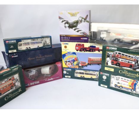 A Box Containing Corgi Classics. Revell Diecast. Boxed Spitfire. Etc.