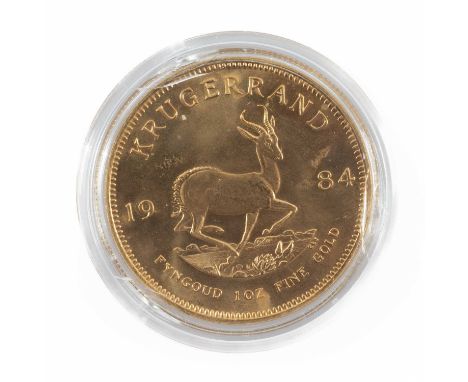 SOUTH AFRICAN 1OZ GOLD KRUGERRAND, 1984, capsule, 34g
