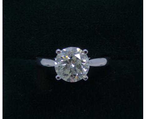 18ct white gold solitaire diamond ring, set with a circular brilliant cut diamond of 2.01 carats, with AGI certificate statin