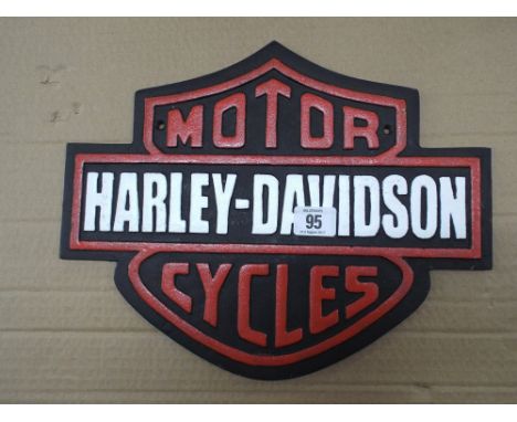 A cast iron Harley Davidson sign 