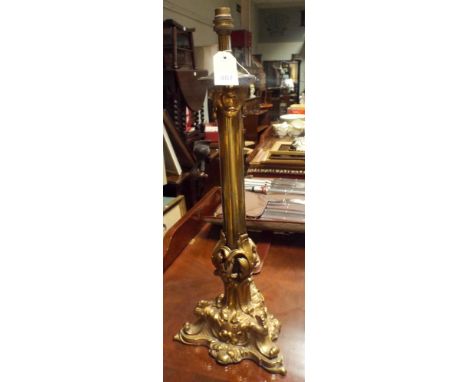 Decorative brass table lamp, 2' high overall 