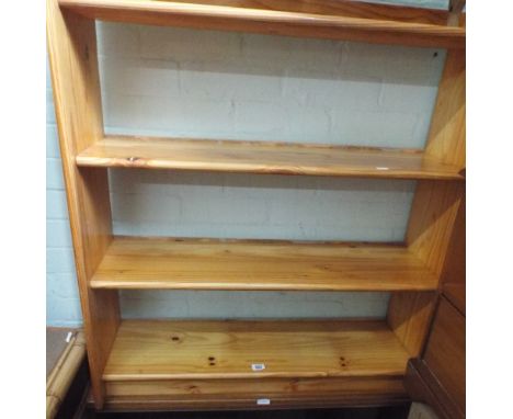 Bookcase with sliding glass doors and a pine three shelf bookcase 