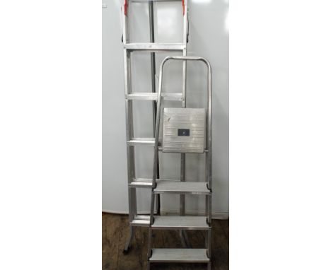 Three-way ladder and a small folding aluminium step ladder 