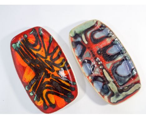 Two Poole Pottery Delphis Studio pin trays 18cms long