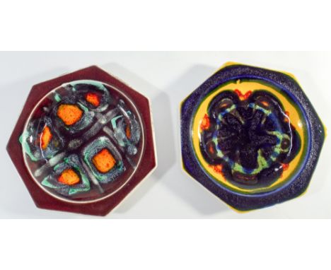 Two Poole Pottery Delphis Studio 7 sided dishes 15cms diameter