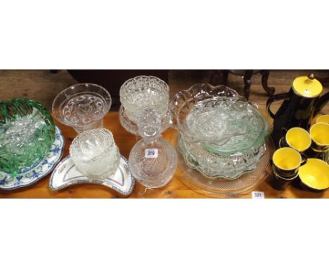 Assorted glass bowls, decanter, coffee service etc 