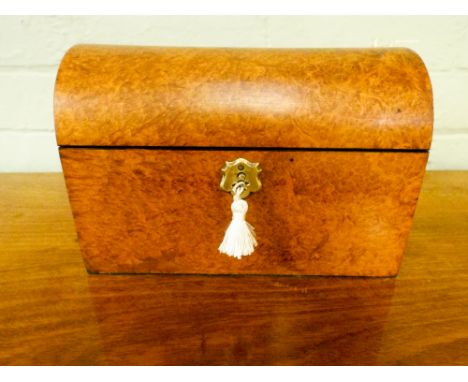 Victorian Pollard walnut dome topped tea caddy 