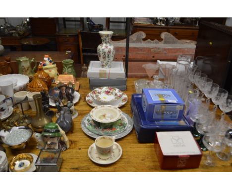 A Royal Albert "Old Country Roses" bowl with saucer and pate; a Royal Doulton "Bunnykins" bowl and cup and saucers; a collect