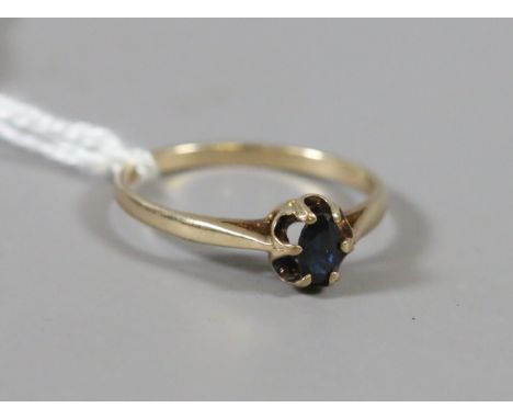 A 9 carat gold and sapphire ladies dress ring 1.48 grams.