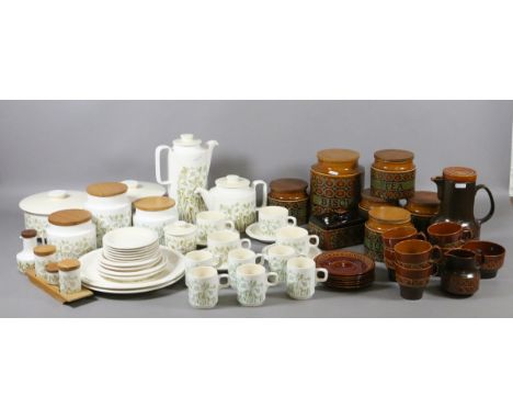 A large collection of Hornsea pottery including tea/dinner service, kitchen storage jars and a Beswick coffee set.